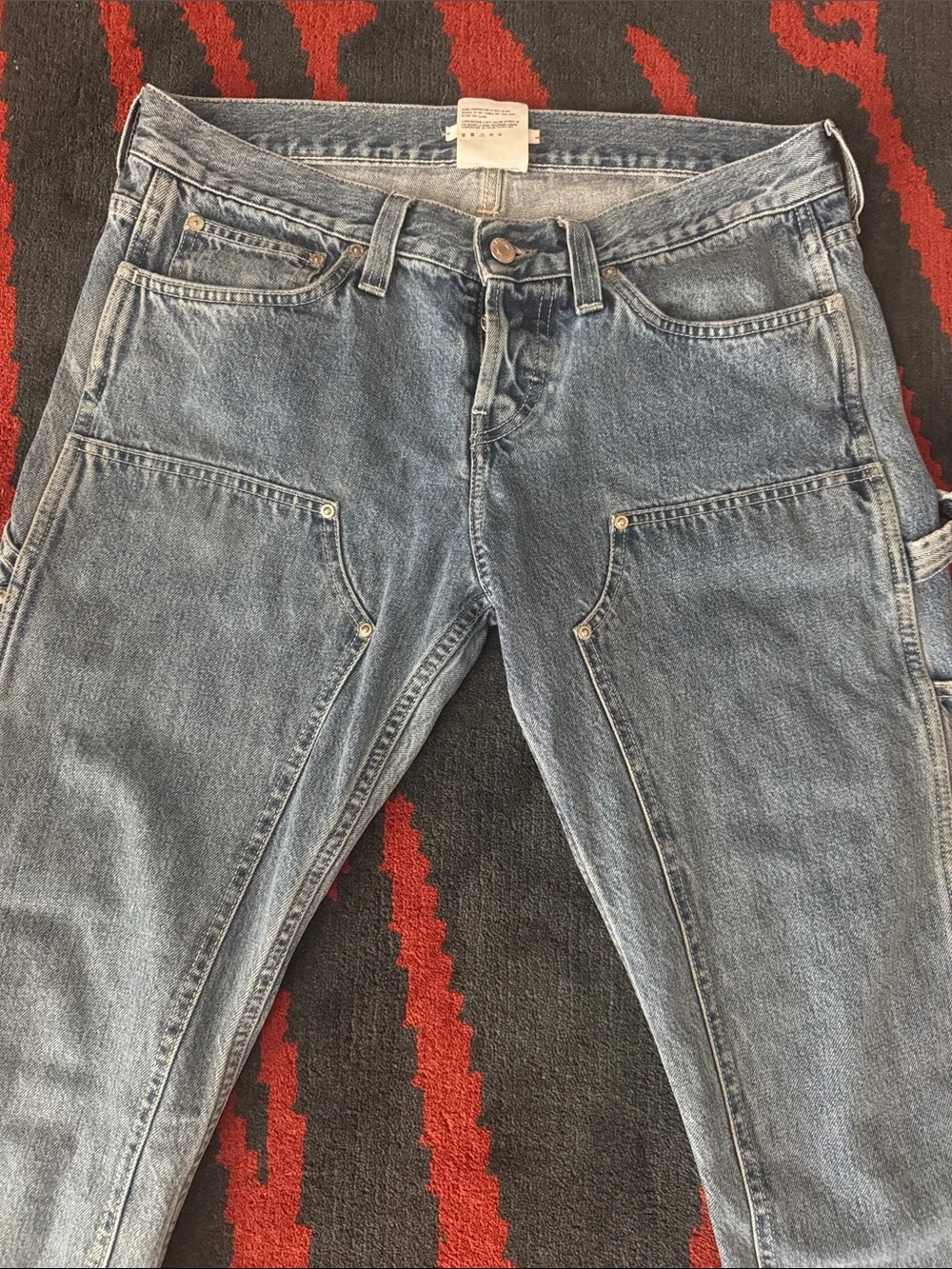 Helmut Lang Men's Straight Carpenter Jeans - Faded Blue Denim